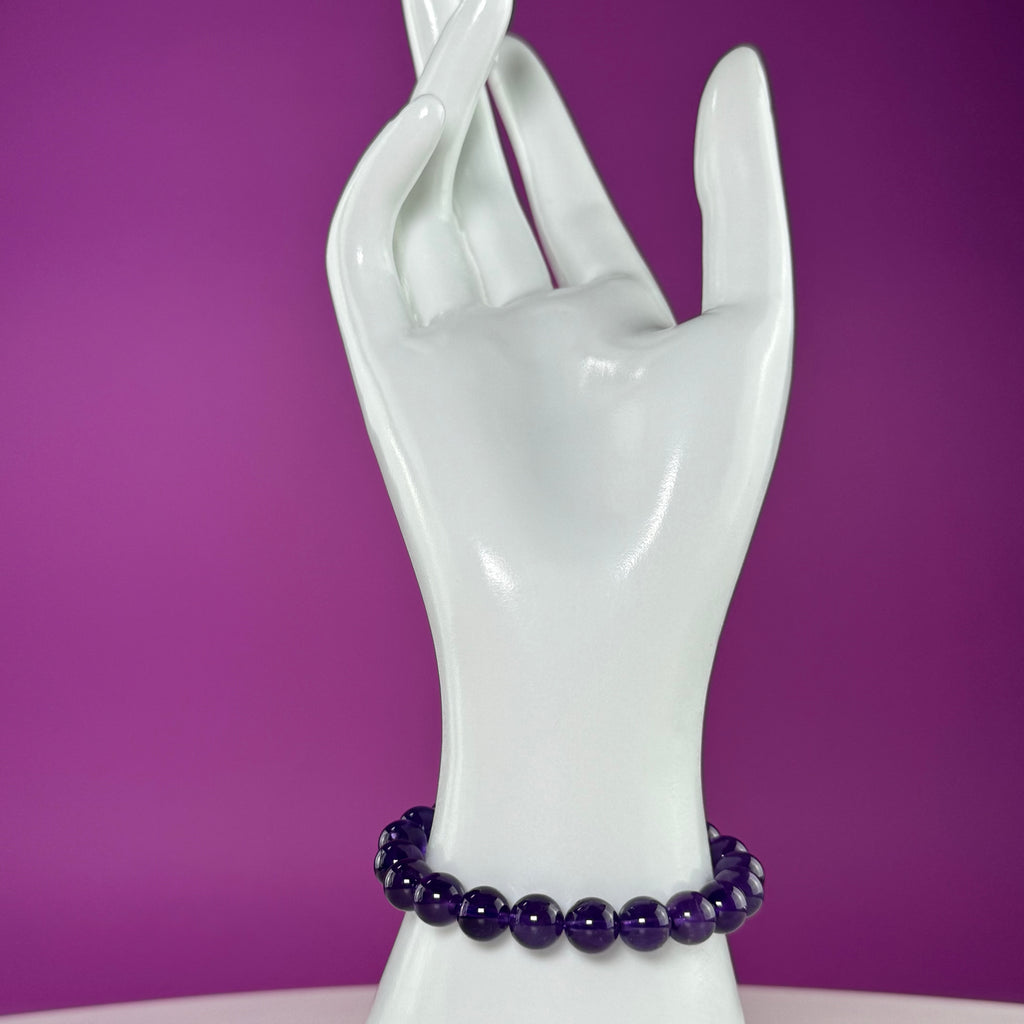 Amethyst Bracelet 8mm Purple Crystal Bracelet Natural Gemstone Jewelry