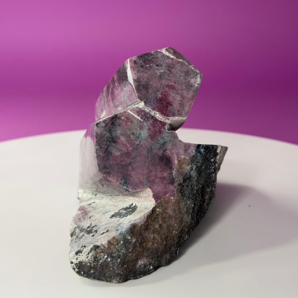 Rhodonite with Double Beryl Crystal Specimen | Brazil Collector Display