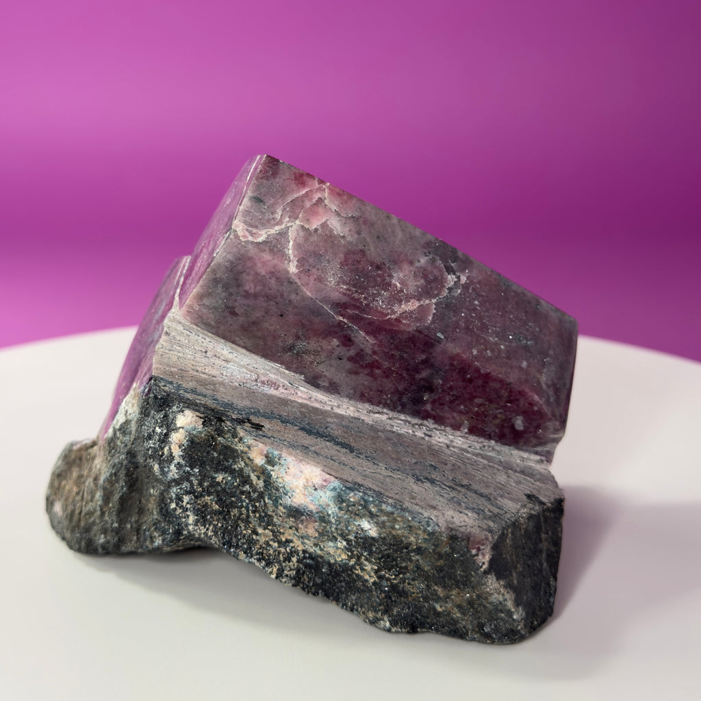 Rhodonite with Double Beryl Crystal Specimen | Brazil Collector Display