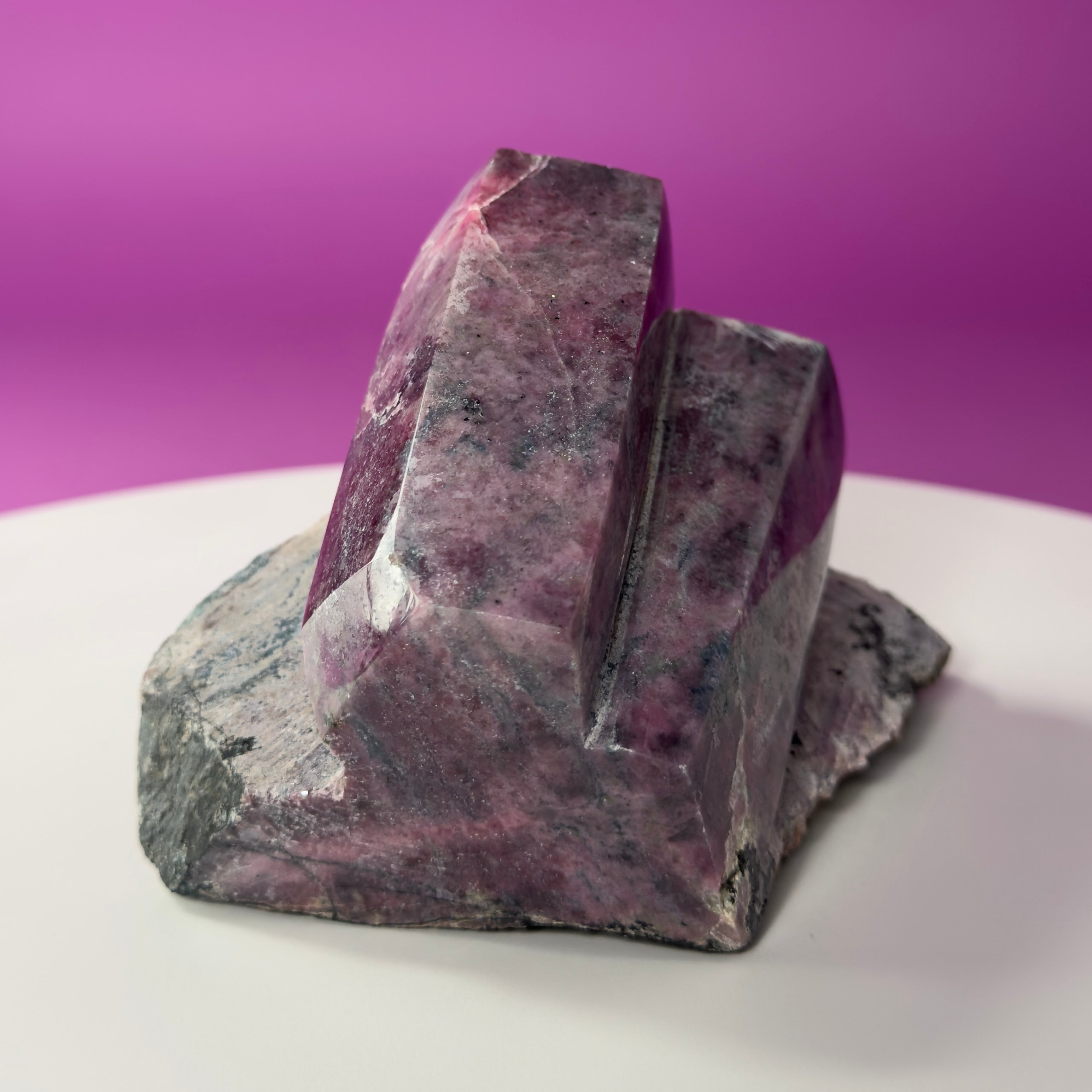 Rhodonite with Double Beryl Crystal Specimen | Brazil Collector Display