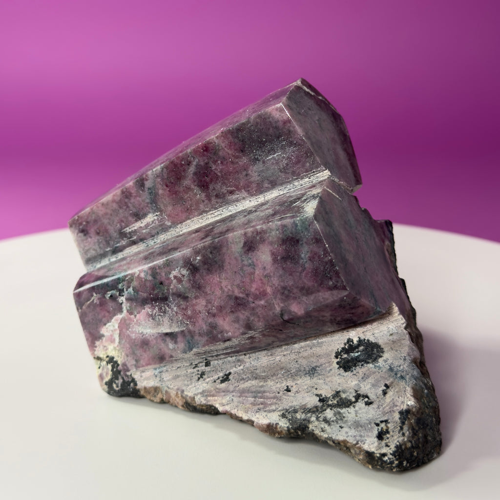 Rhodonite with Double Beryl Crystal Specimen | Brazil Collector Display