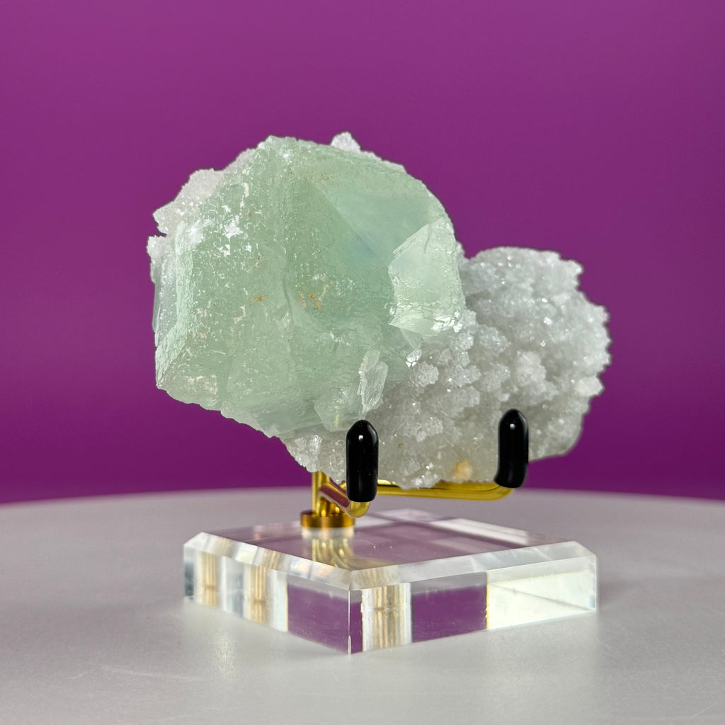 Fluorite Specimen from Manaoshan Mine with Stand | UV Reactive Collector Crystal