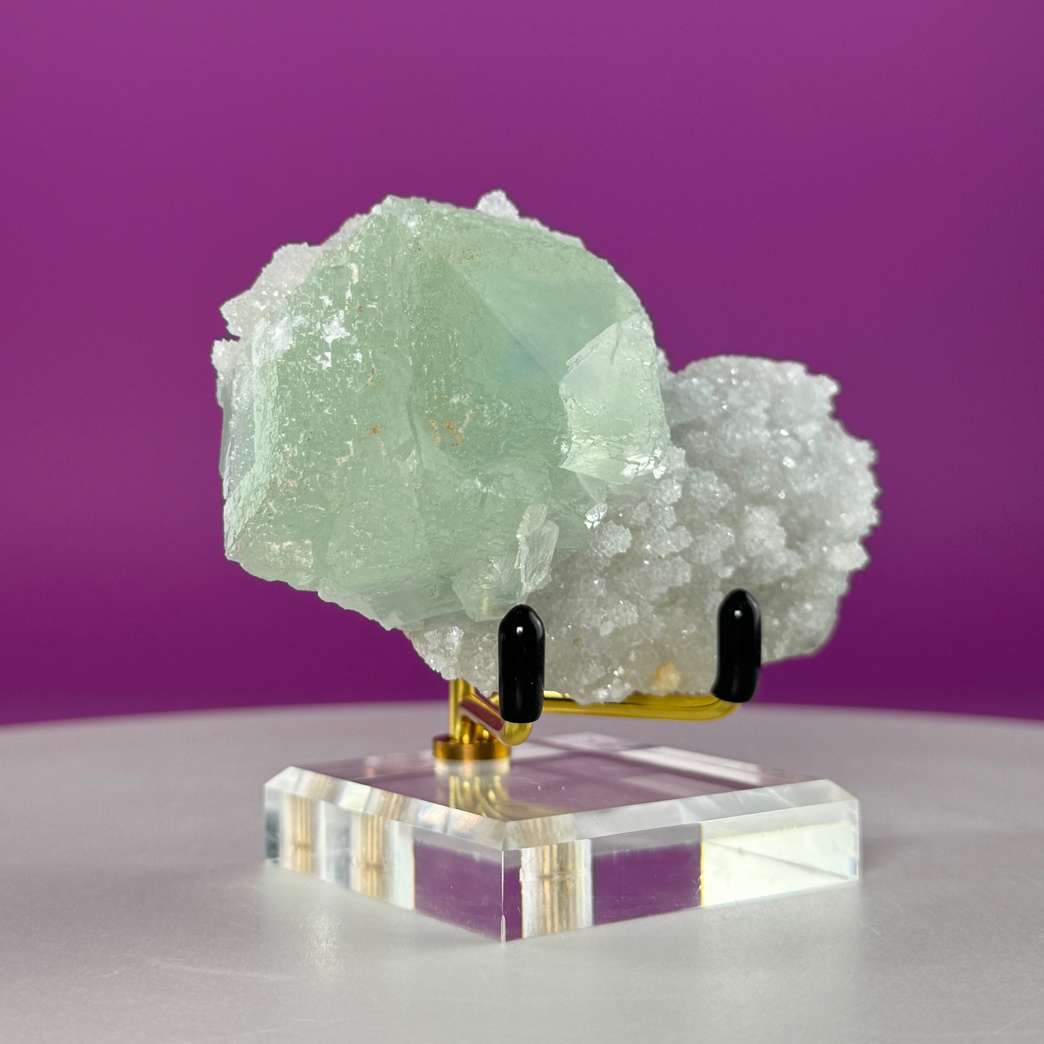 Fluorite Specimen from Manaoshan Mine with Stand | UV Reactive Collector Crystal