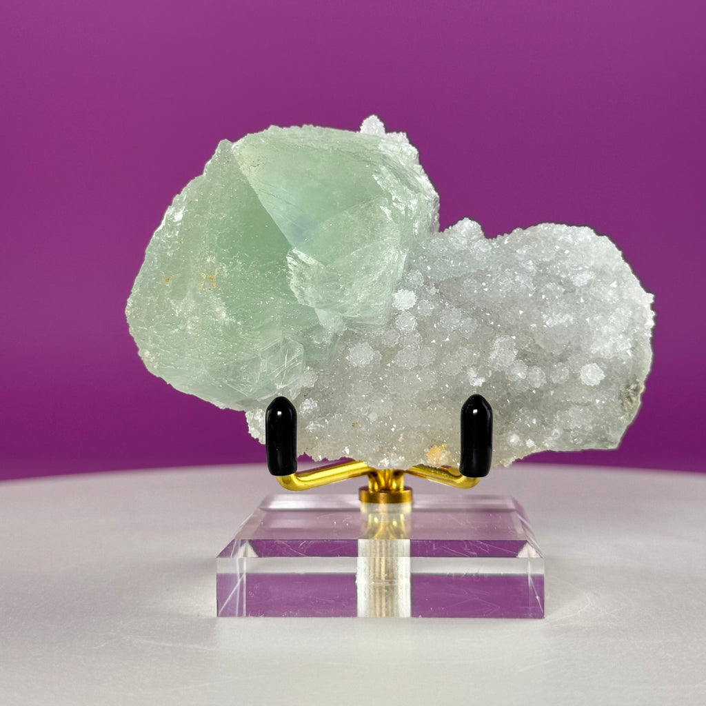 Fluorite Specimen from Manaoshan Mine with Stand | UV Reactive Collector Crystal