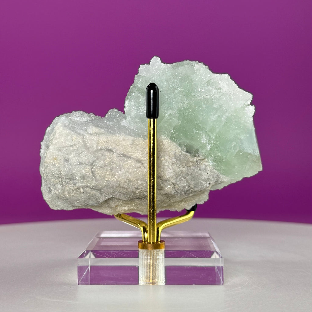 Fluorite Specimen from Manaoshan Mine with Stand | UV Reactive Collector Crystal