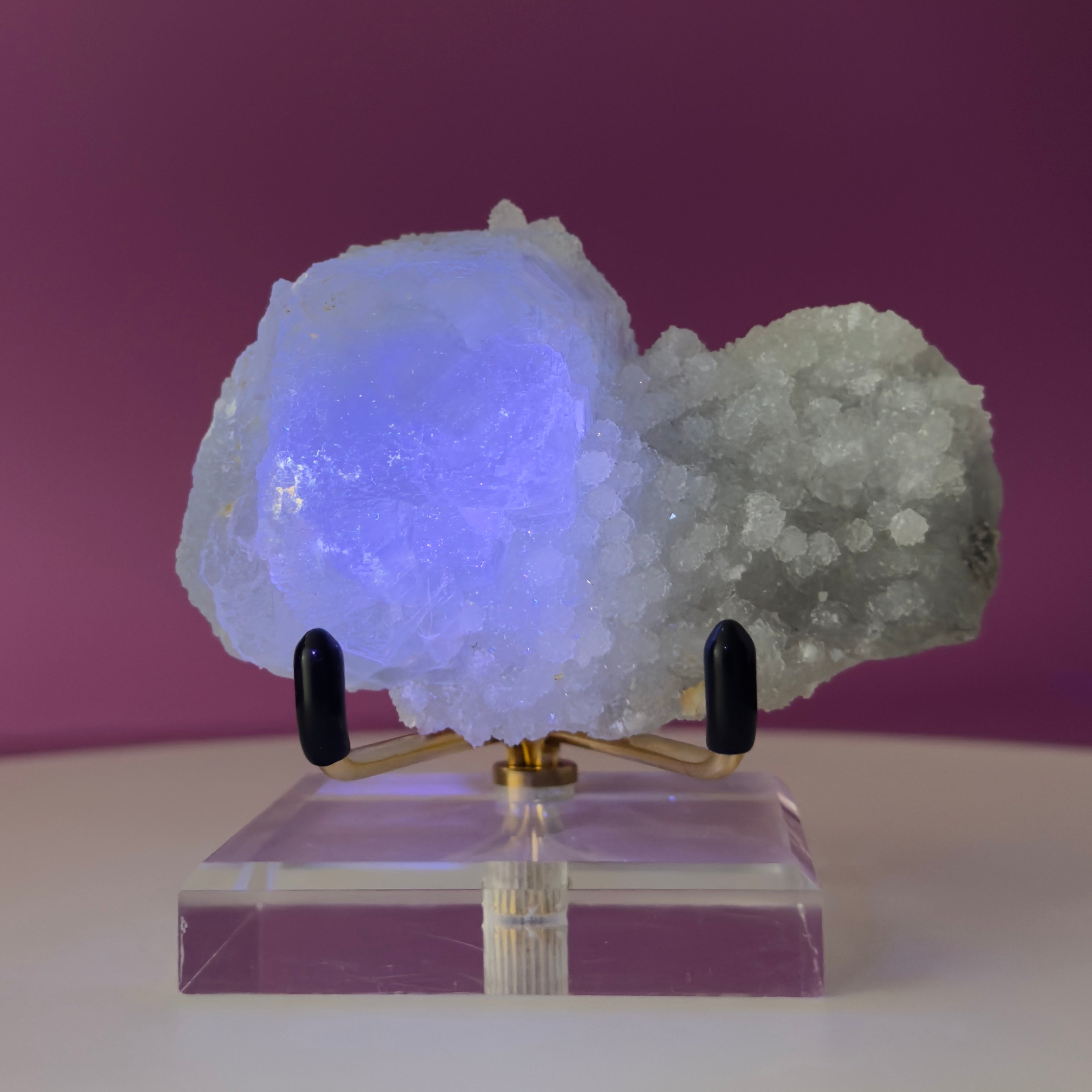 Fluorite Specimen from Manaoshan Mine with Stand | UV Reactive Collector Crystal
