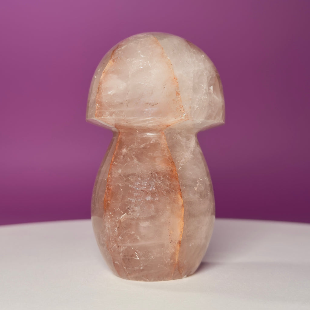Red Hematoid Quartz (Fire Quartz) Mushroom Carving