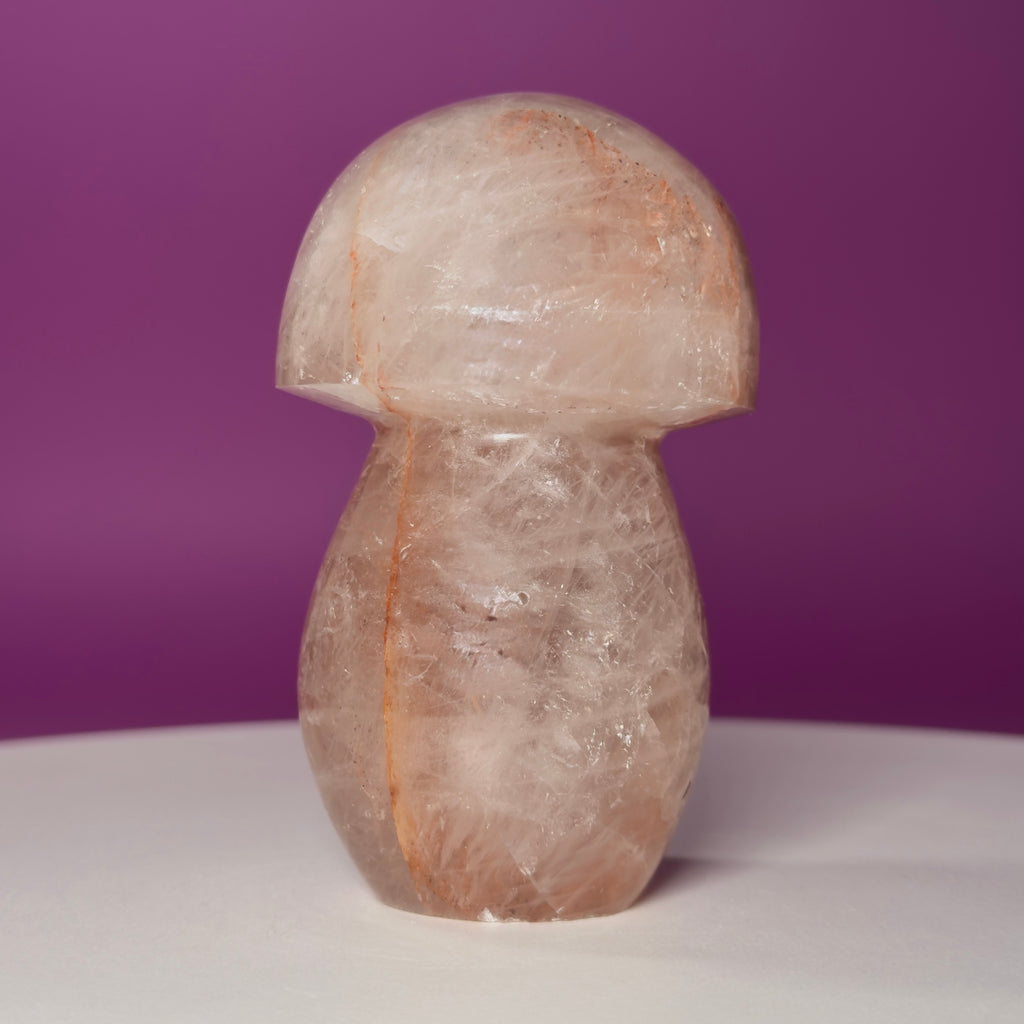 Red Hematoid Quartz (Fire Quartz) Mushroom Carving