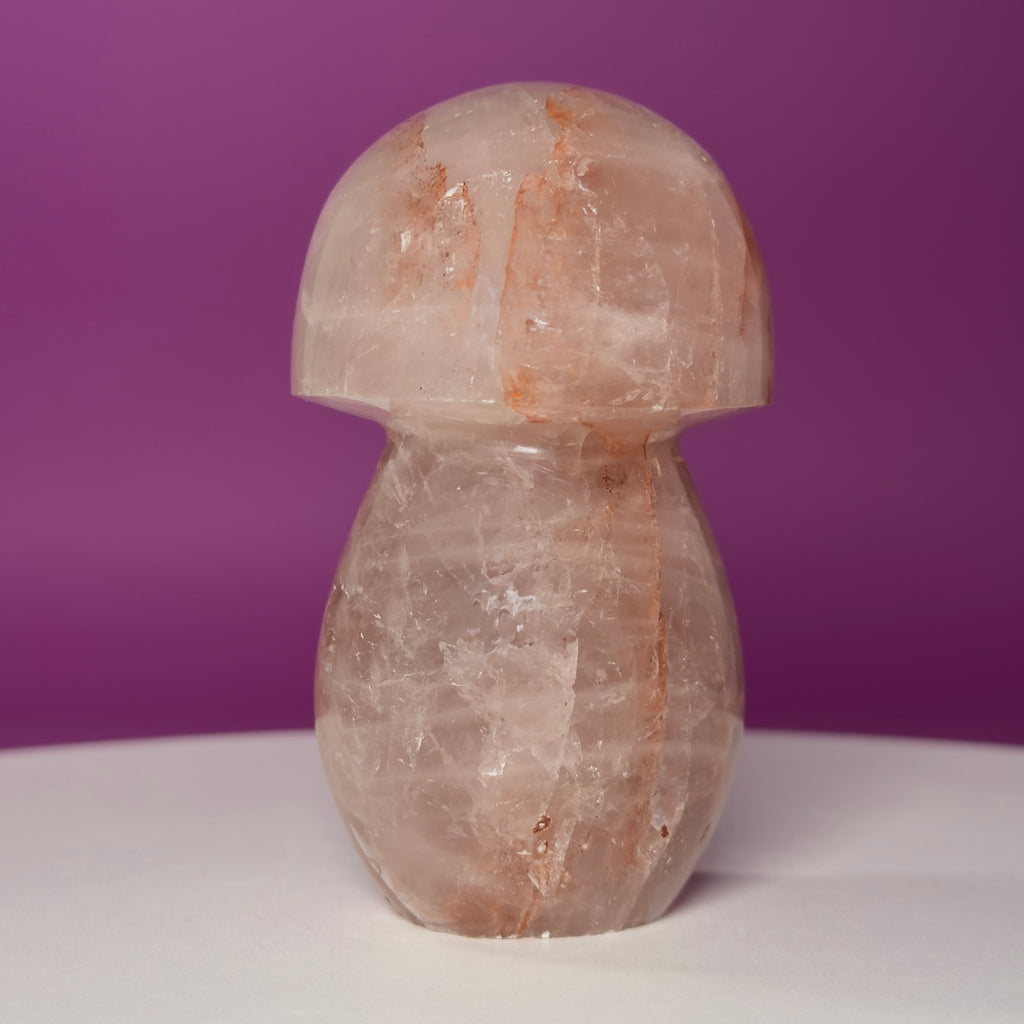 Red Hematoid Quartz (Fire Quartz) Mushroom Carving
