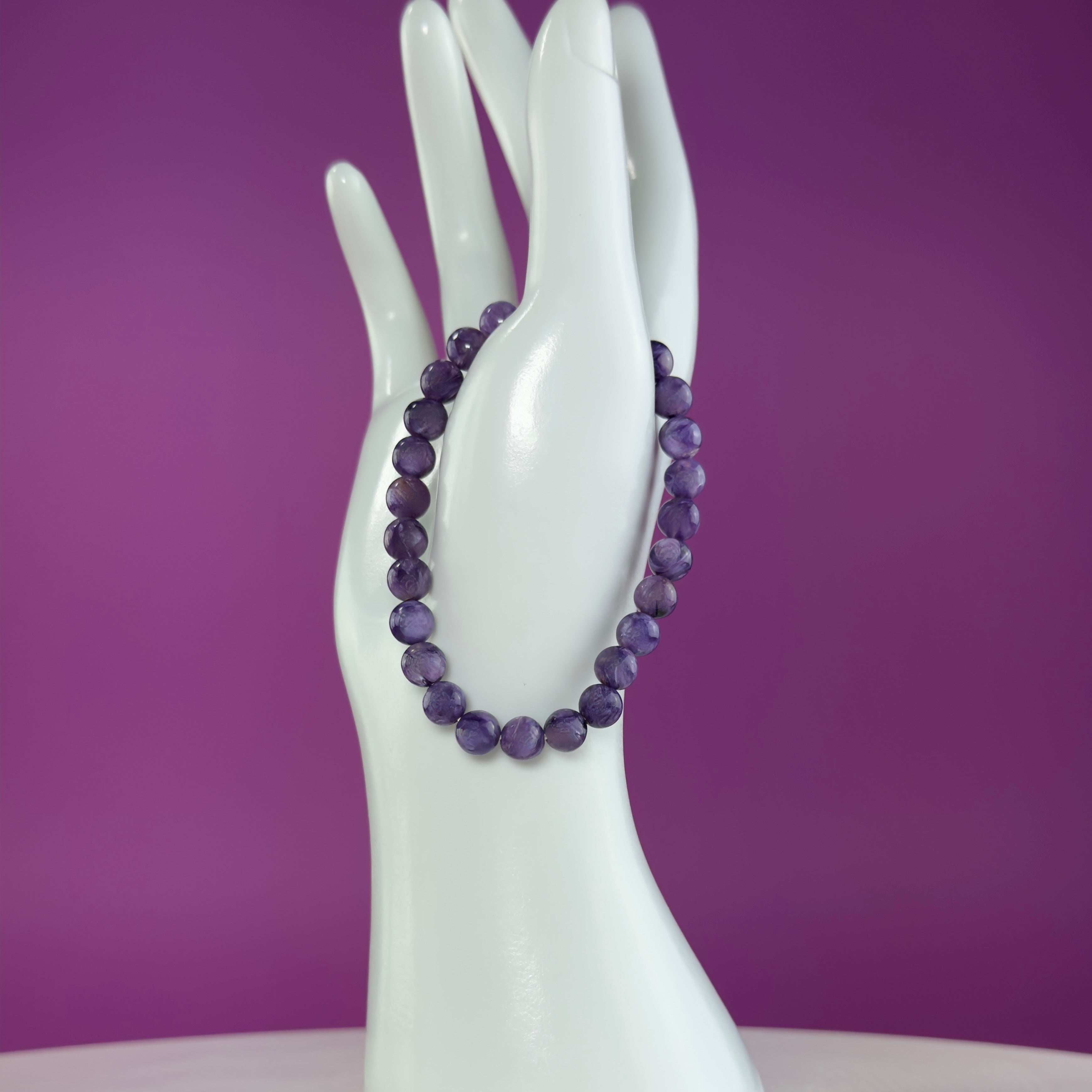 Charoite Bracelet | Russian Purple Gemstone Bracelet | 7mm Crystal Jewelry