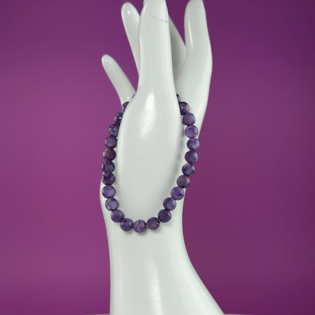 Charoite Bracelet | Russian Purple Gemstone Bracelet | 7mm Crystal Jewelry