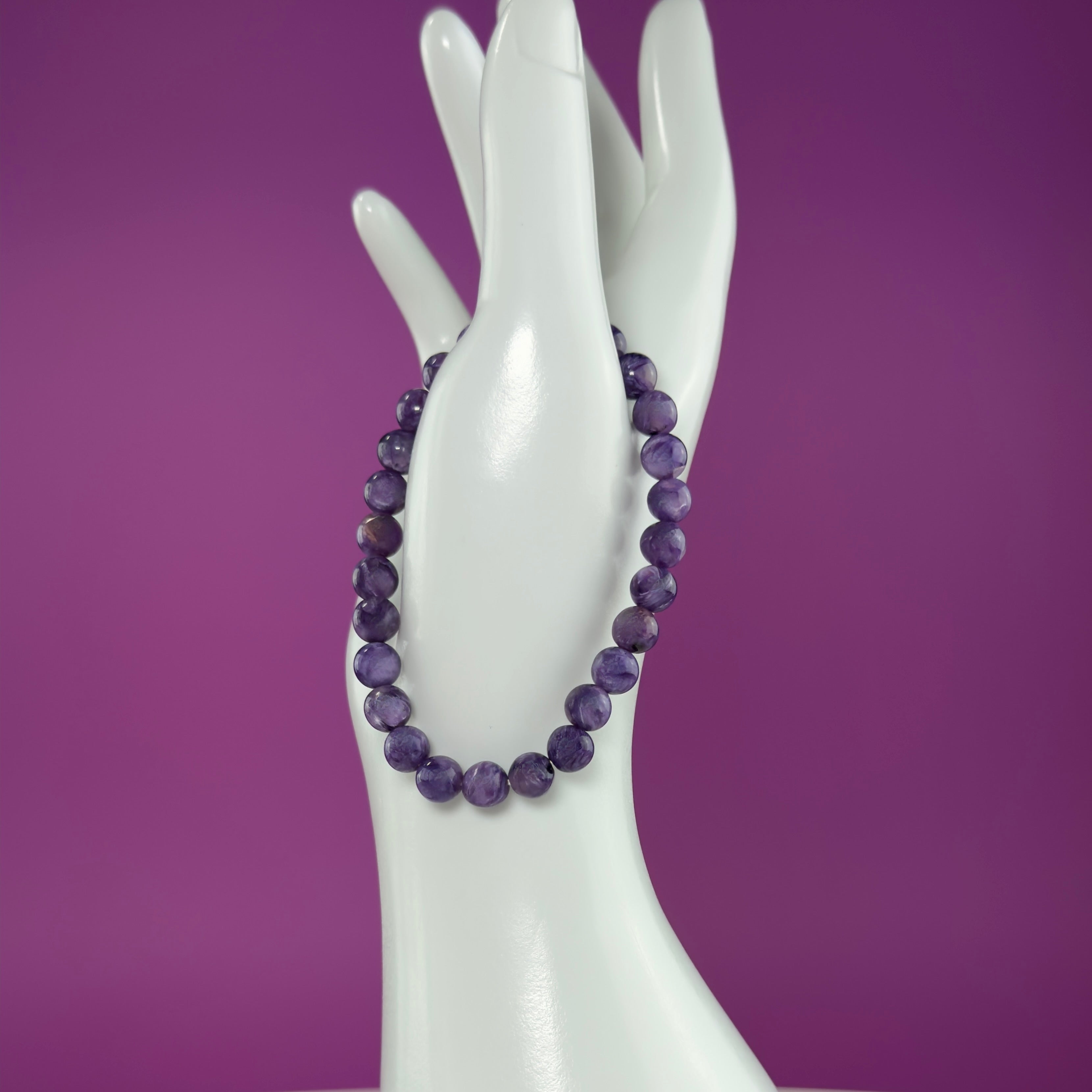 Charoite Bracelet | Russian Purple Gemstone Bracelet | 7mm Crystal Jewelry