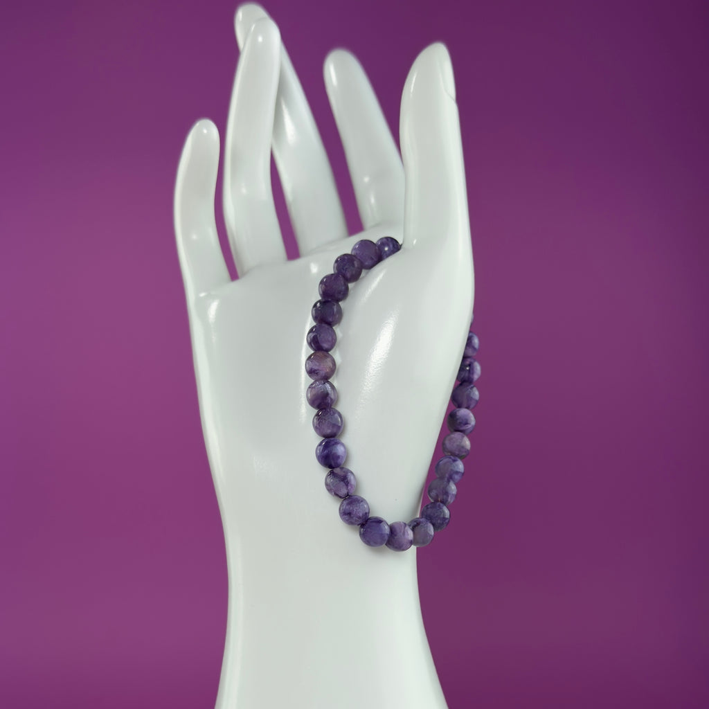 Charoite Bracelet | Russian Purple Gemstone Bracelet | 7mm Crystal Jewelry