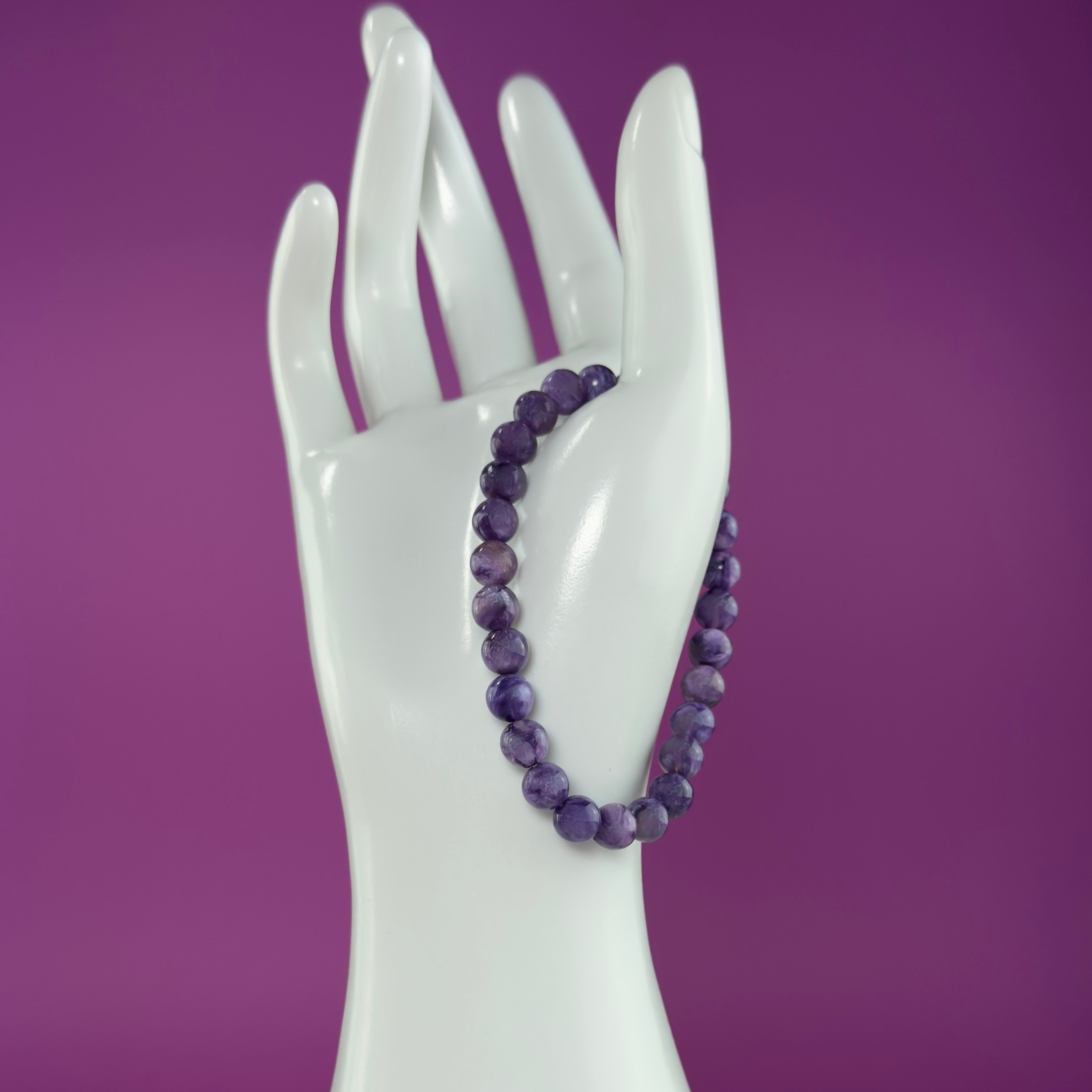 Charoite Bracelet | Russian Purple Gemstone Bracelet | 7mm Crystal Jewelry