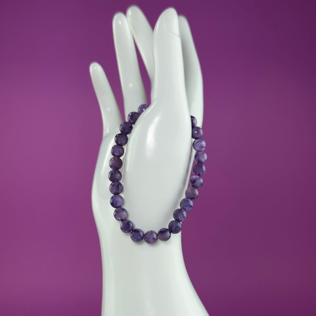Charoite Bracelet | Russian Purple Gemstone Bracelet | 7mm Crystal Jewelry