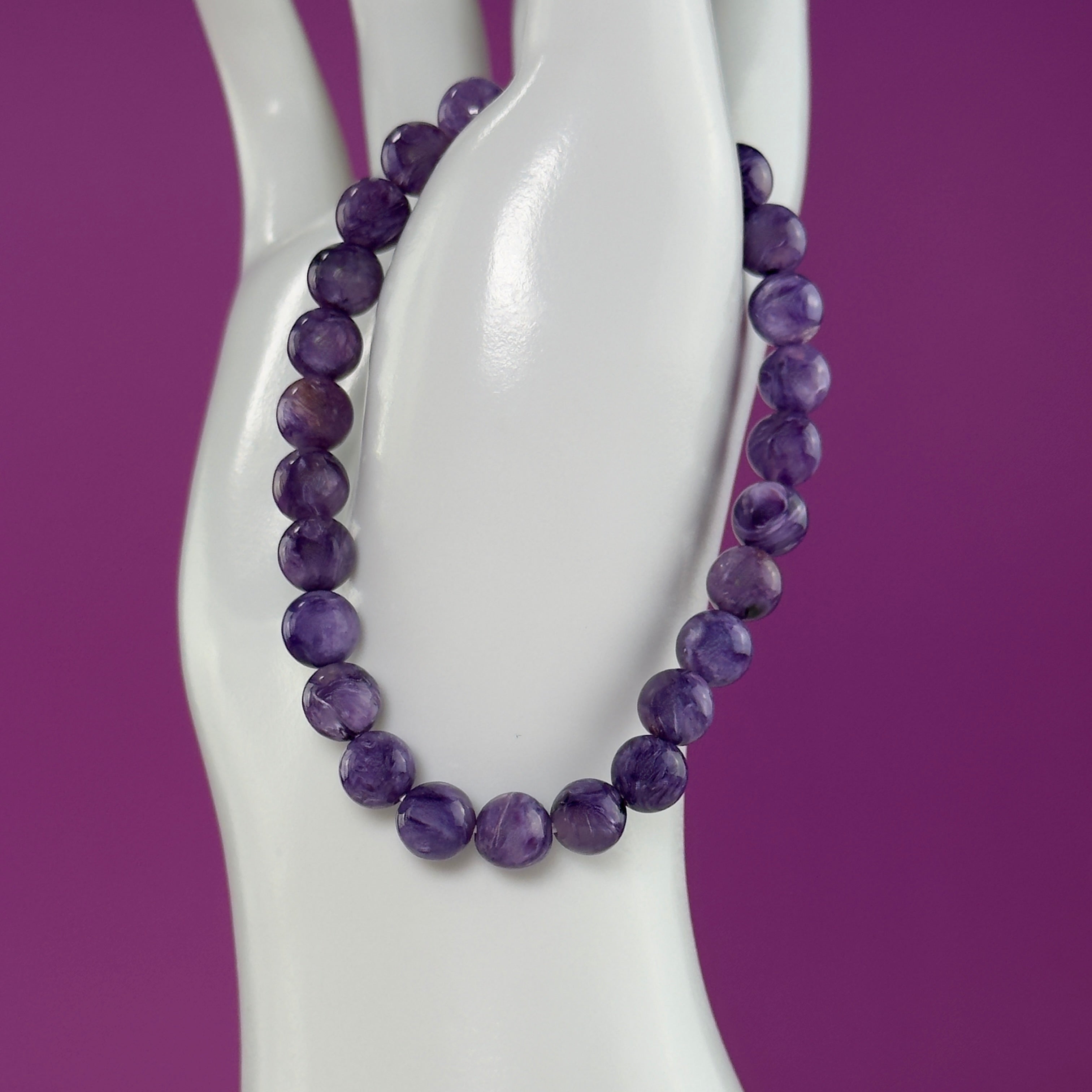Charoite Bracelet | Russian Purple Gemstone Bracelet | 7mm Crystal Jewelry