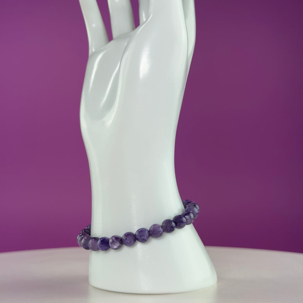 Charoite Bracelet | Russian Purple Gemstone Bracelet | 7mm Crystal Jewelry