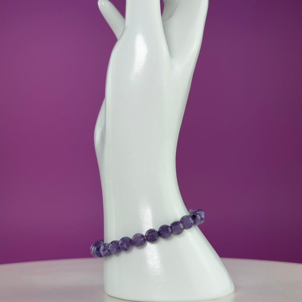Charoite Bracelet | Russian Purple Gemstone Bracelet | 7mm Crystal Jewelry