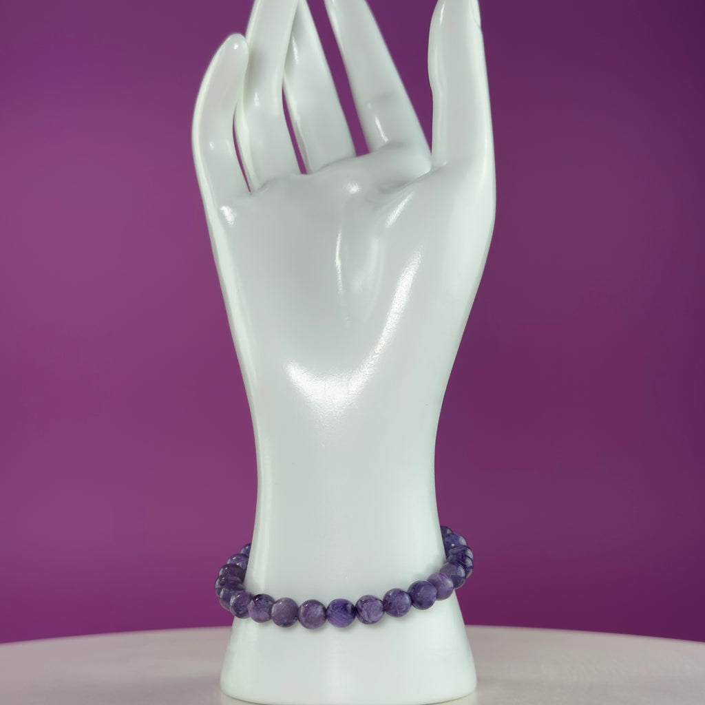 Charoite Bracelet | Russian Purple Gemstone Bracelet | 7mm Crystal Jewelry
