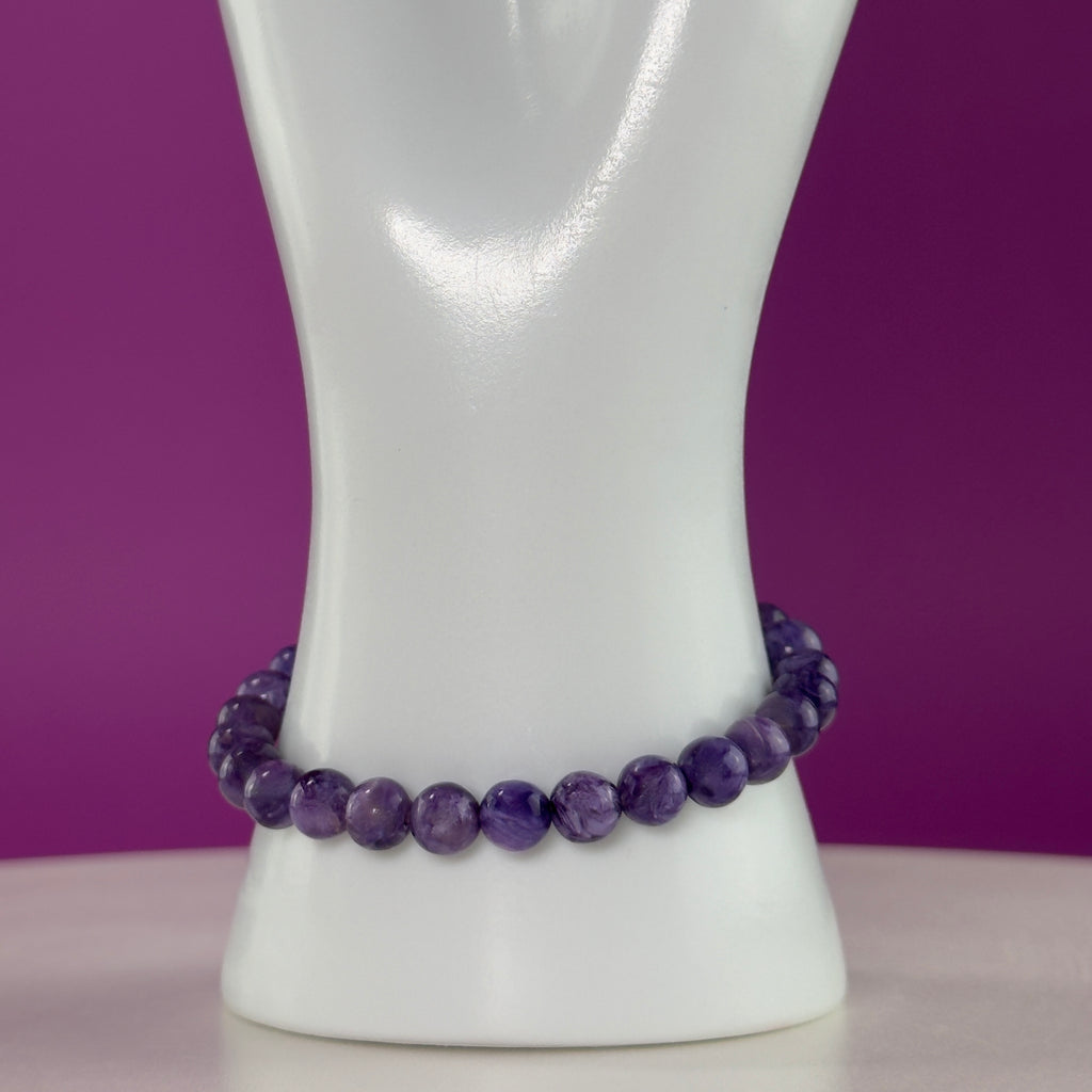 Charoite Bracelet | Russian Purple Gemstone Bracelet | 7mm Crystal Jewelry