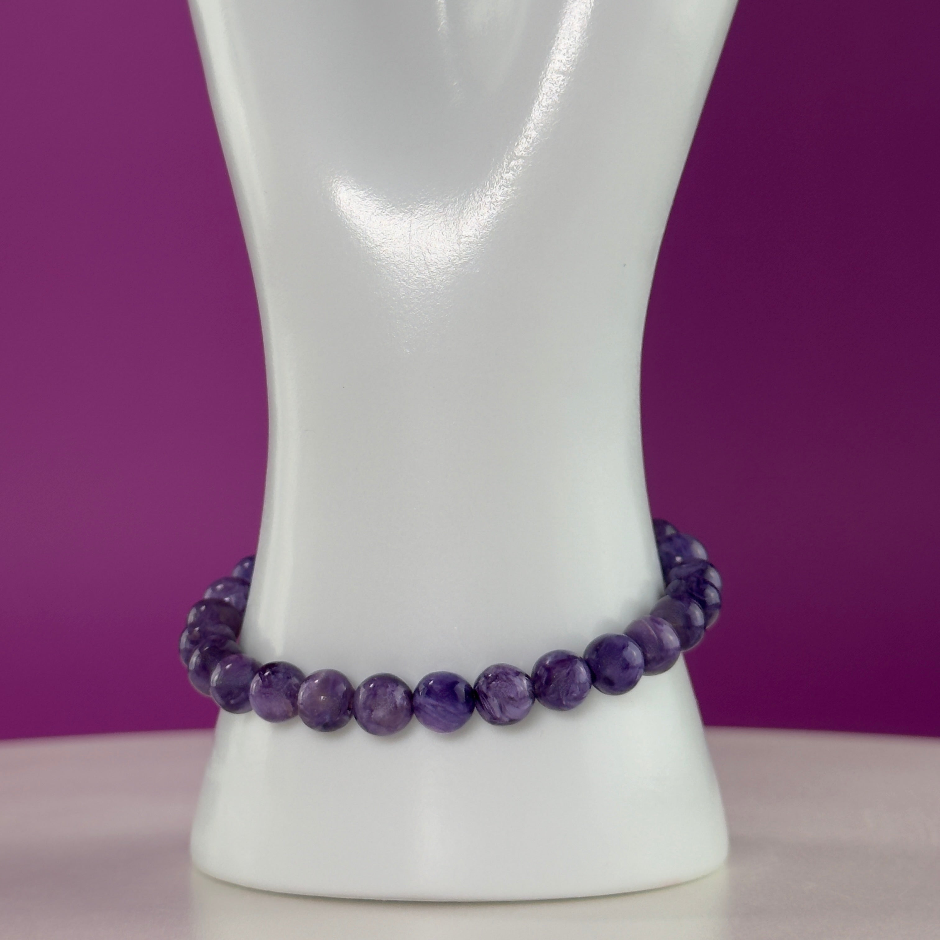 Charoite Bracelet | Russian Purple Gemstone Bracelet | 7mm Crystal Jewelry