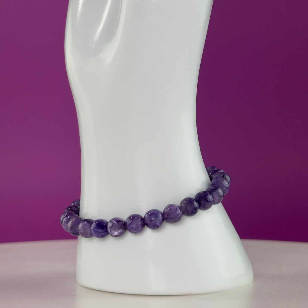 Charoite Bracelet | Russian Purple Gemstone Bracelet | 7mm Crystal Jewelry