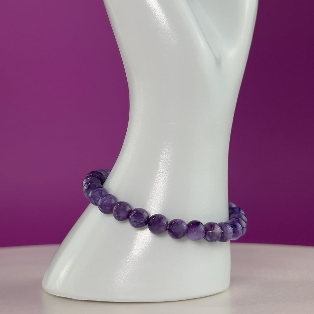 Charoite Bracelet | Russian Purple Gemstone Bracelet | 7mm Crystal Jewelry