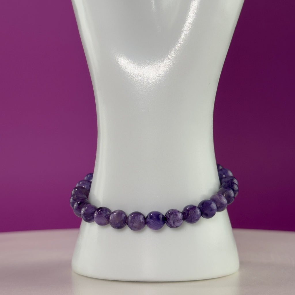 Charoite Bracelet | Russian Purple Gemstone Bracelet | 7mm Crystal Jewelry