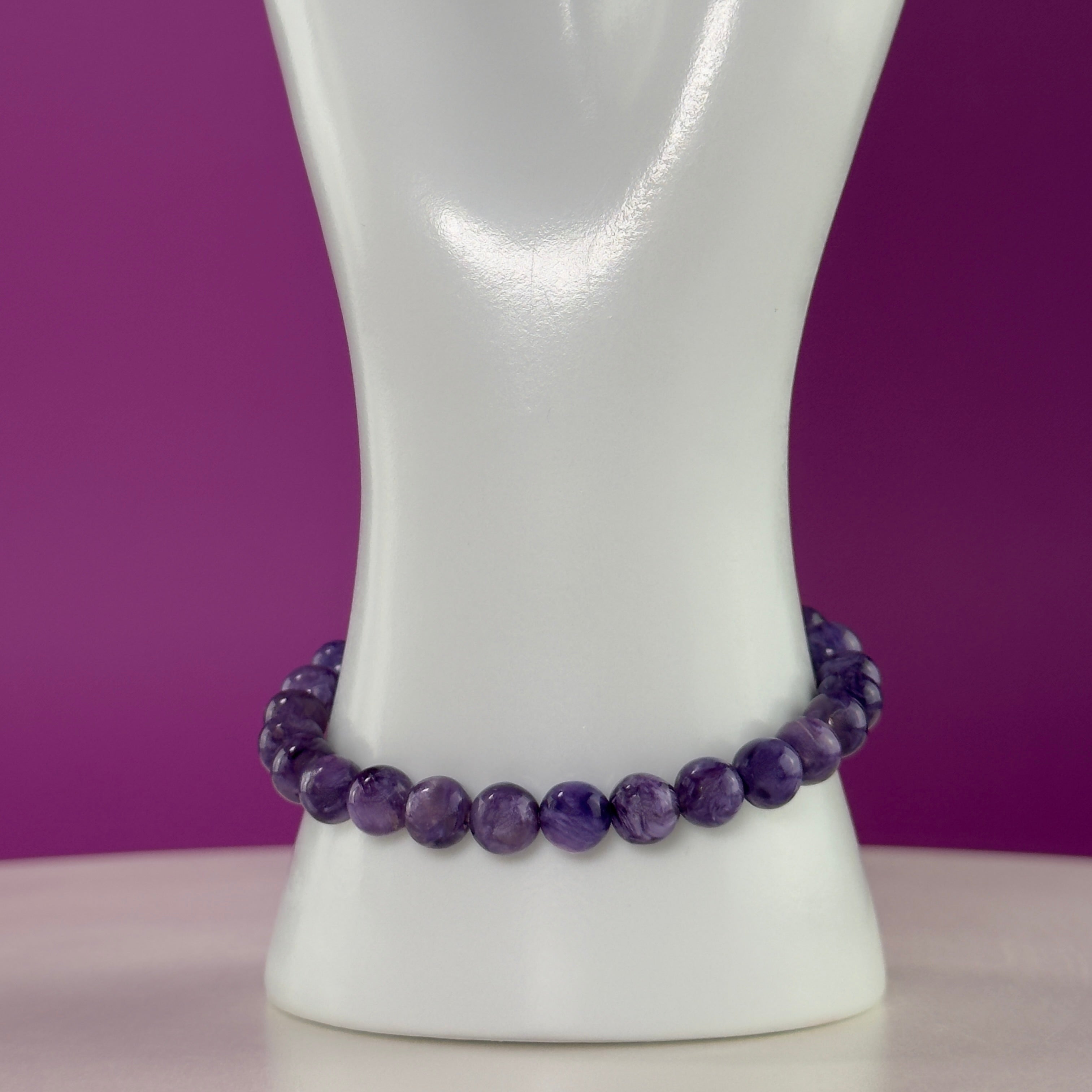 Charoite Bracelet | Russian Purple Gemstone Bracelet | 7mm Crystal Jewelry