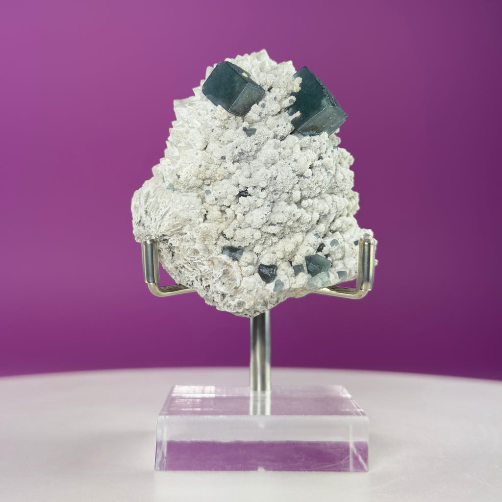Blue Green Fluorite Specimen (Huanggang Liang Mine) with Stand