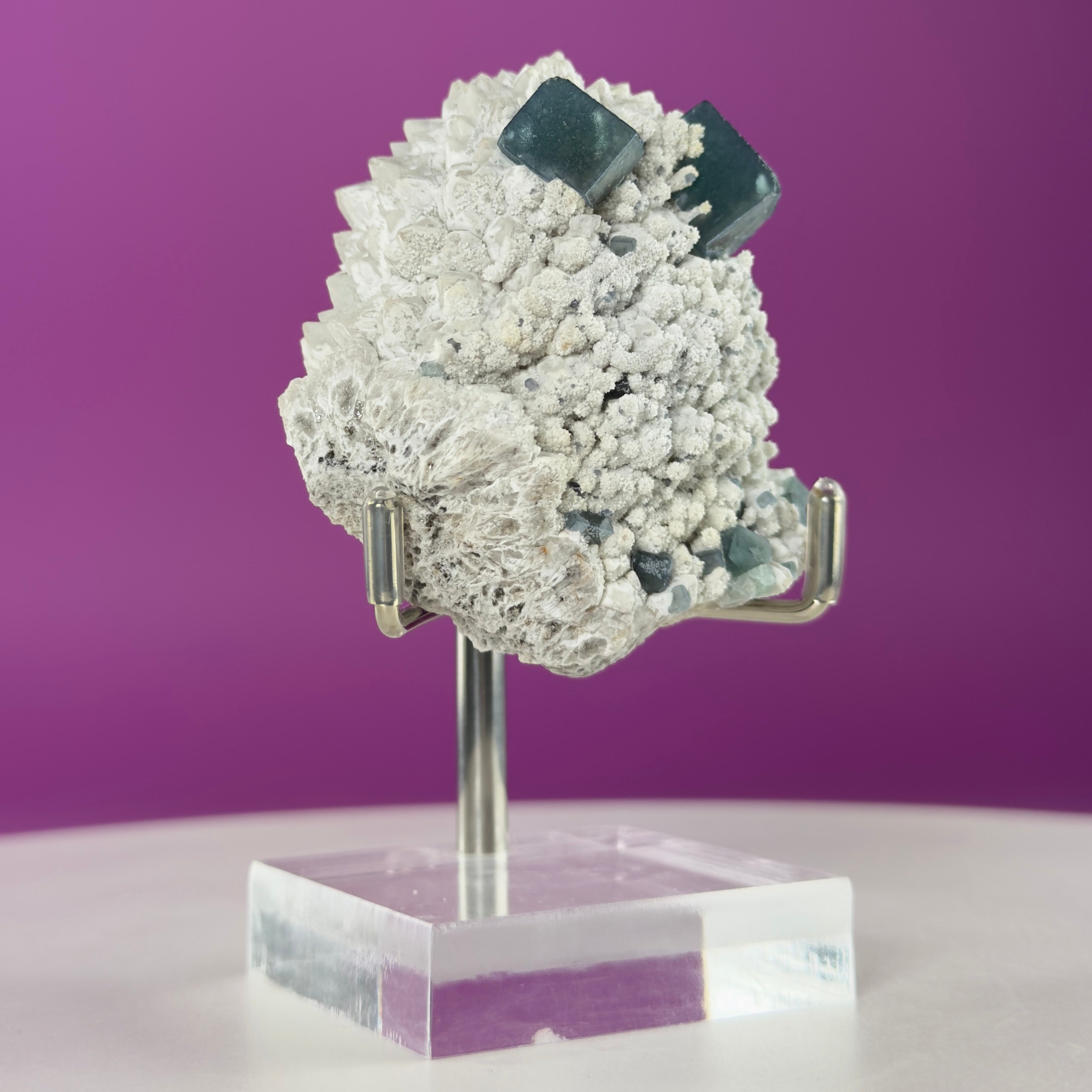 Blue Green Fluorite Specimen (Huanggang Liang Mine) with Stand