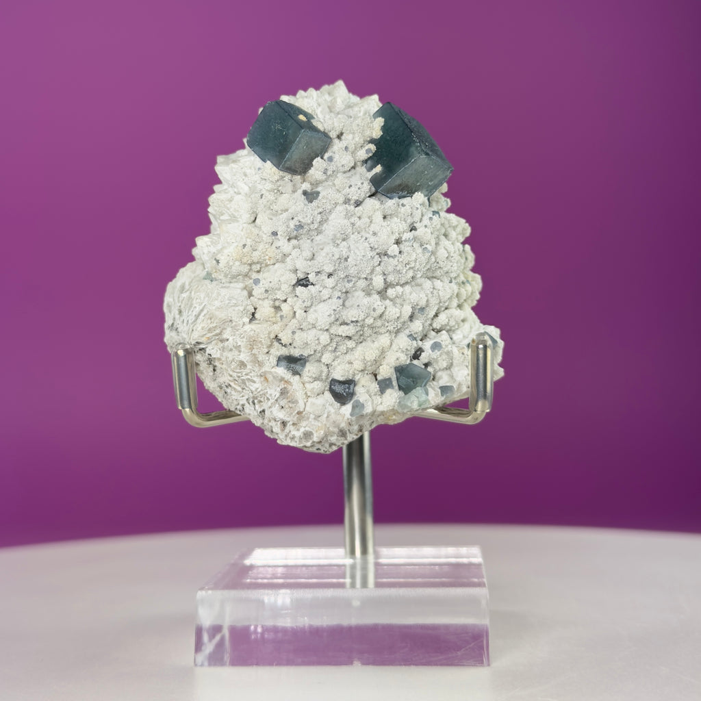 Blue Green Fluorite Specimen (Huanggang Liang Mine) with Stand