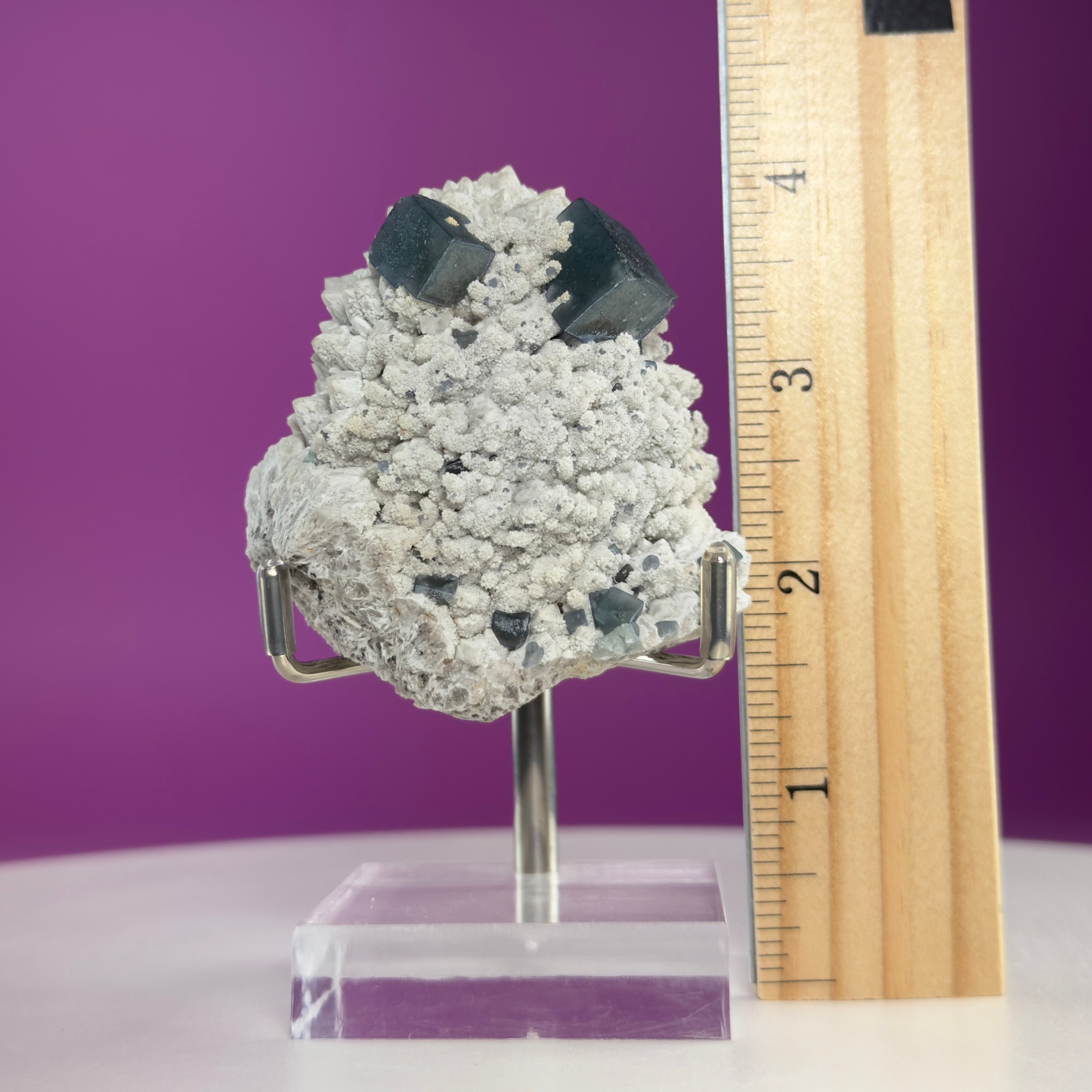 Blue Green Fluorite Specimen (Huanggang Liang Mine) with Stand