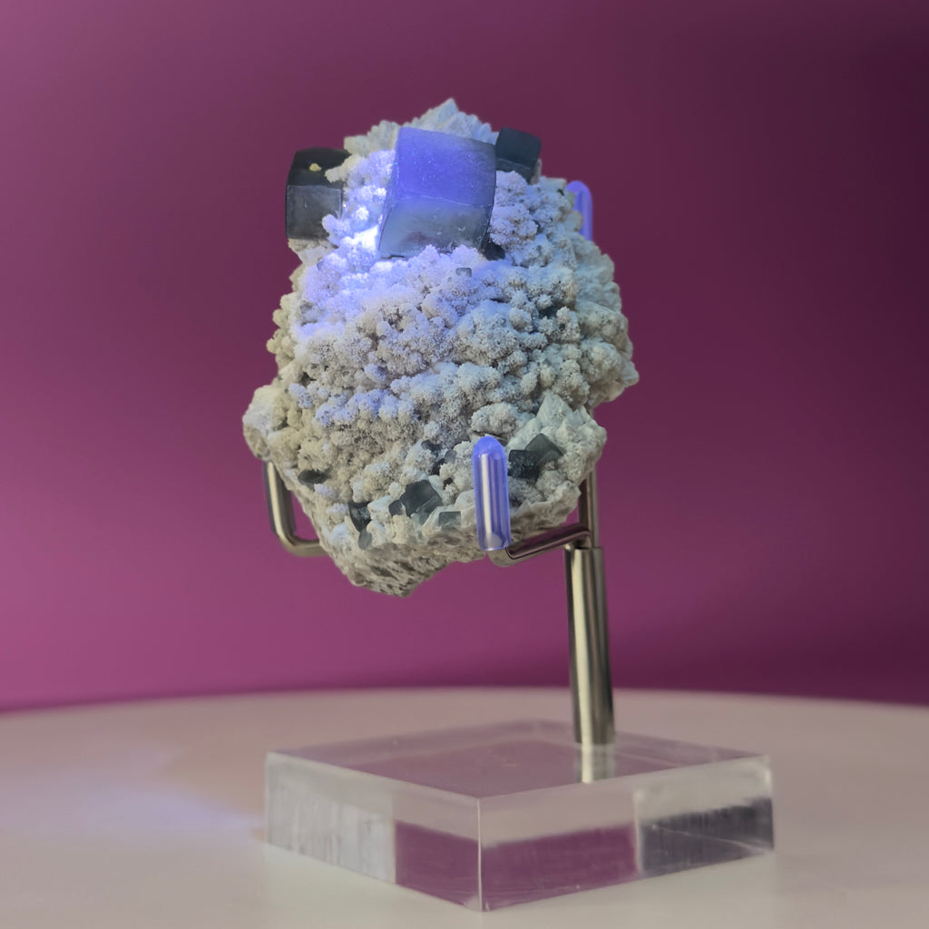 Blue Green Fluorite Specimen (Huanggang Liang Mine) with Stand