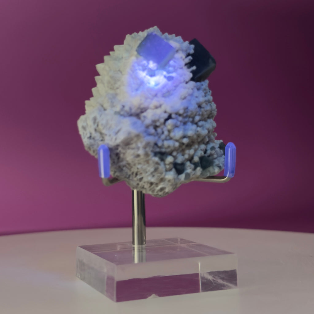 Blue Green Fluorite Specimen (Huanggang Liang Mine) with Stand