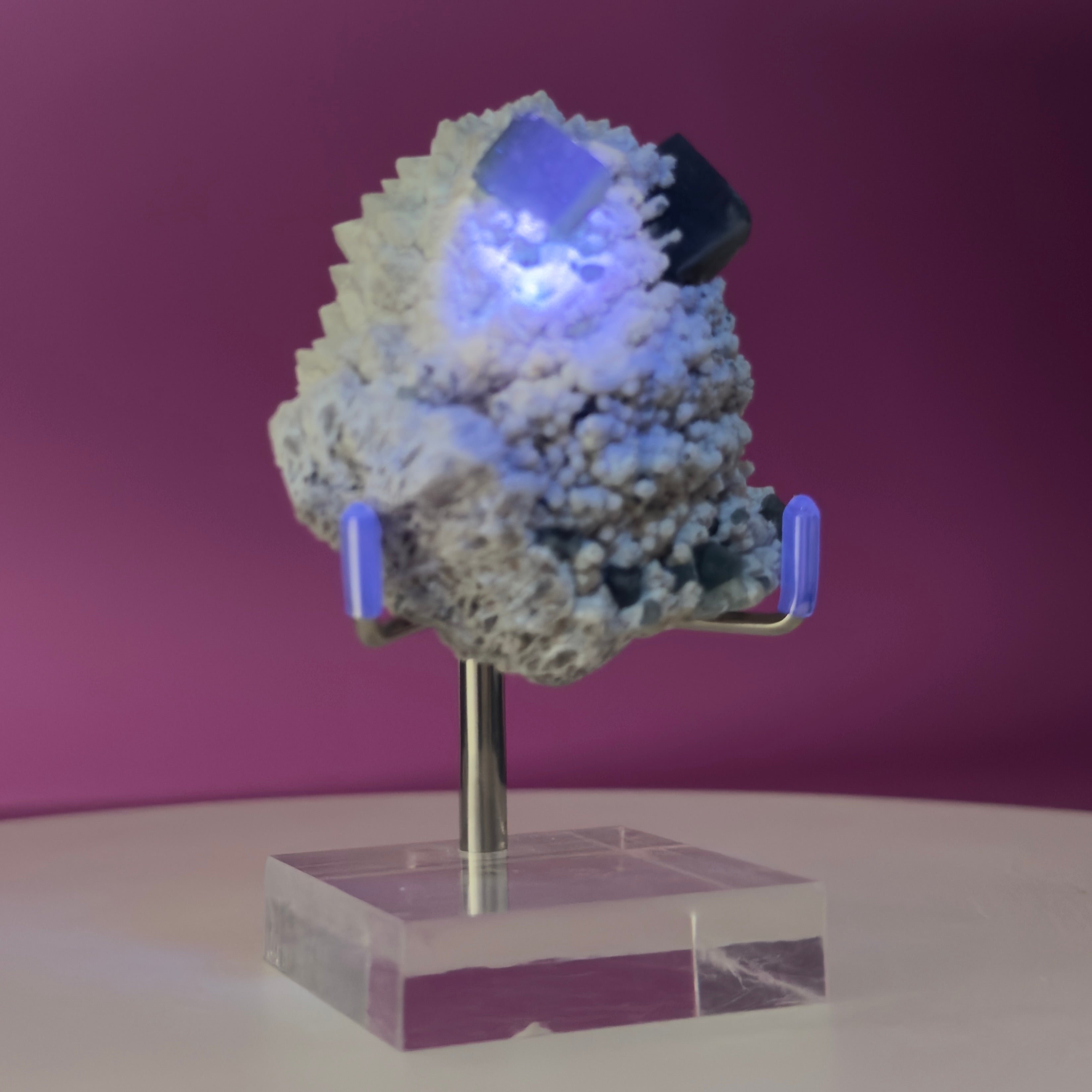 Blue Green Fluorite Specimen (Huanggang Liang Mine) with Stand