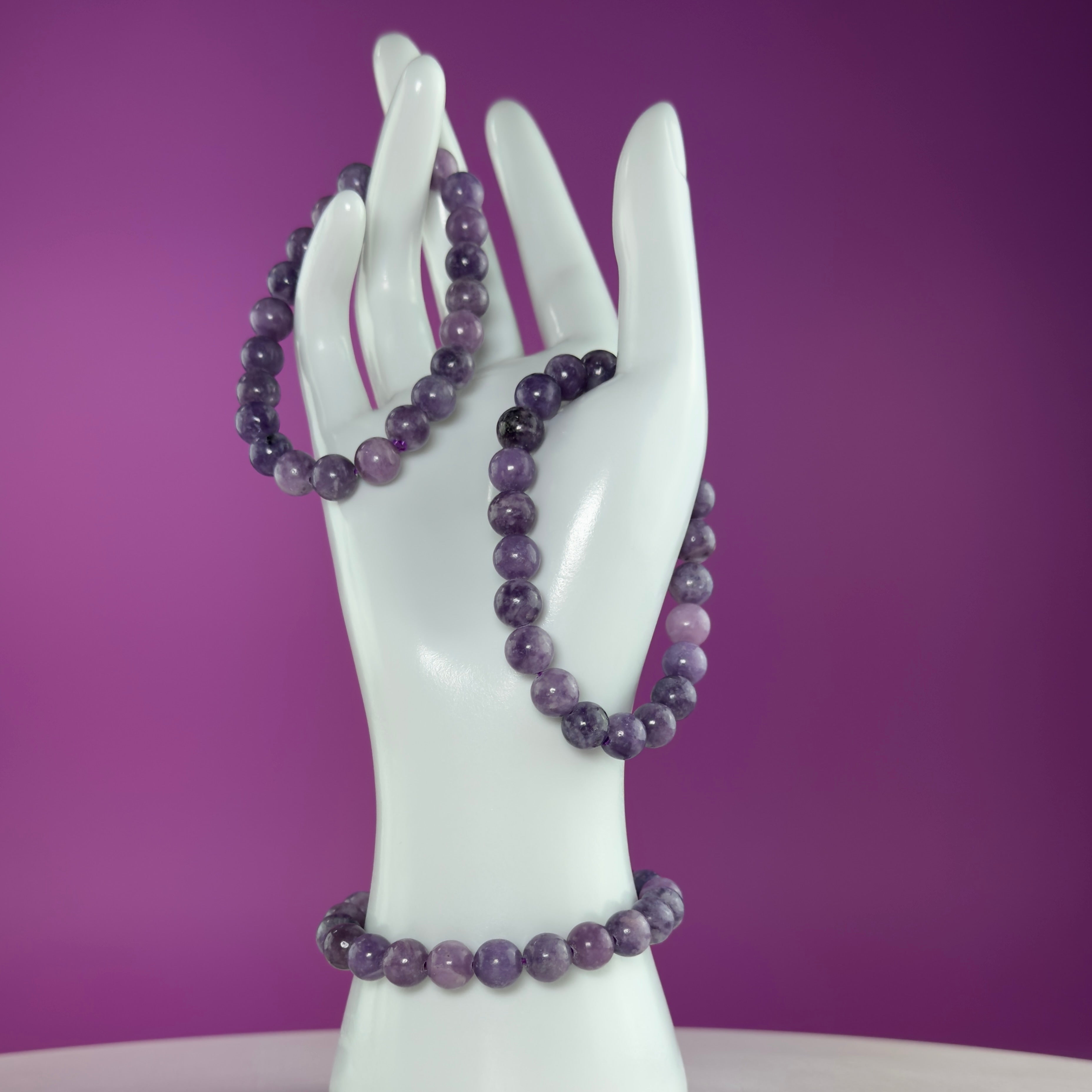 Lepidolite Bracelet 8mm | Natural Purple Crystal Bracelet | 6.5 Inch Wrist
