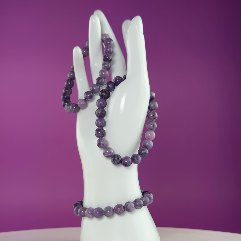 Lepidolite Bracelet 8mm | Natural Purple Crystal Bracelet | 6.5 Inch Wrist