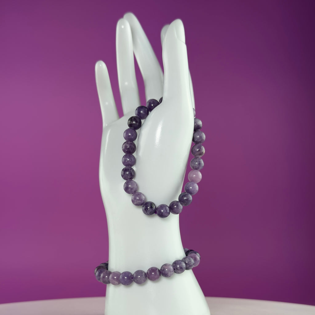 Lepidolite Bracelet 8mm | Natural Purple Crystal Bracelet | 6.5 Inch Wrist