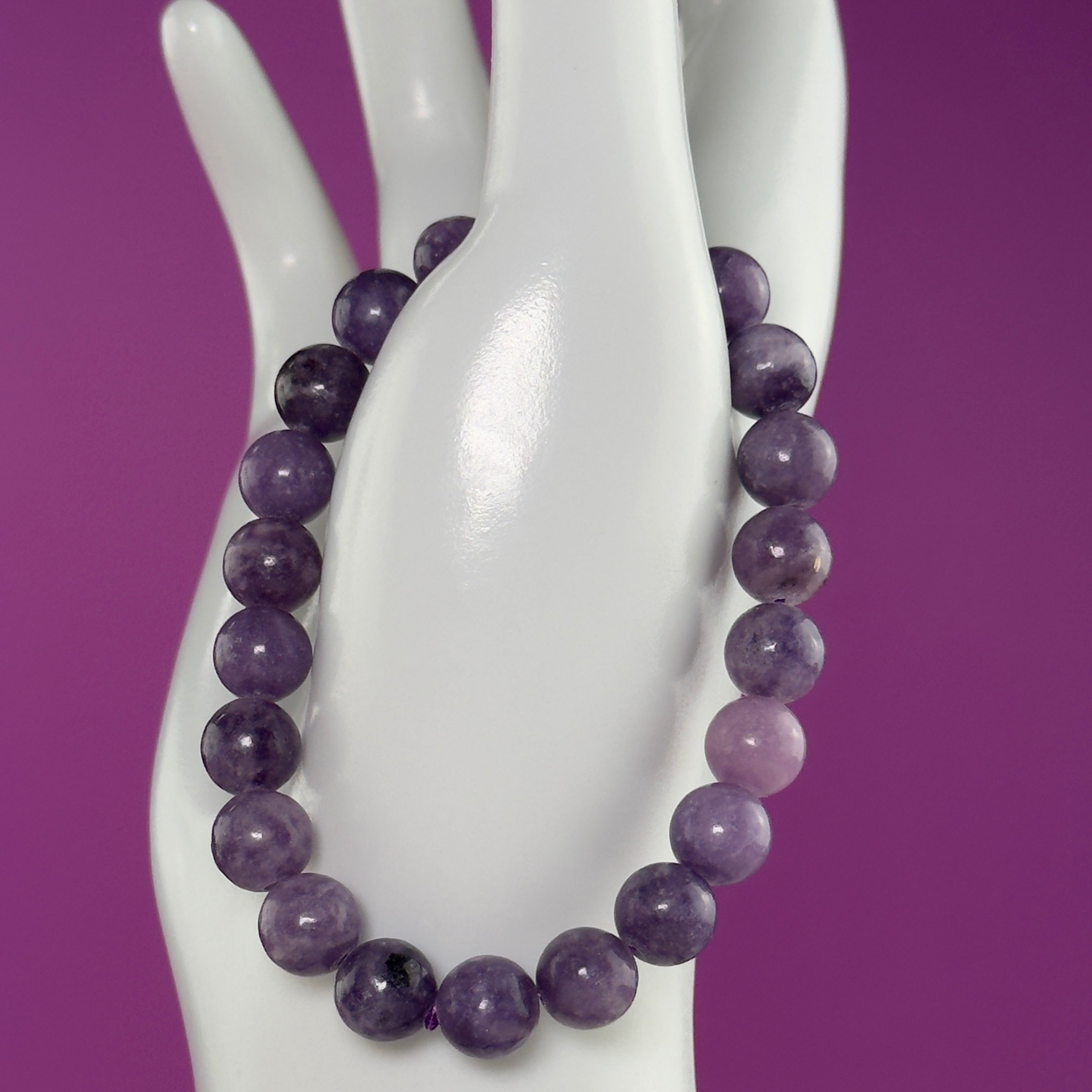Lepidolite Bracelet 8mm | Natural Purple Crystal Bracelet | 6.5 Inch Wrist