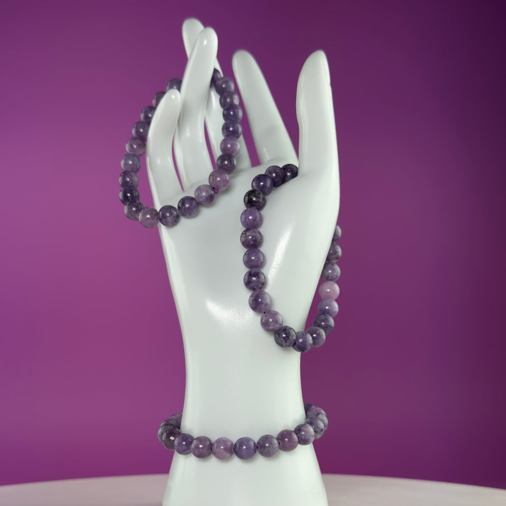 Lepidolite Bracelet 8mm | Natural Purple Crystal Bracelet | 6.5 Inch Wrist