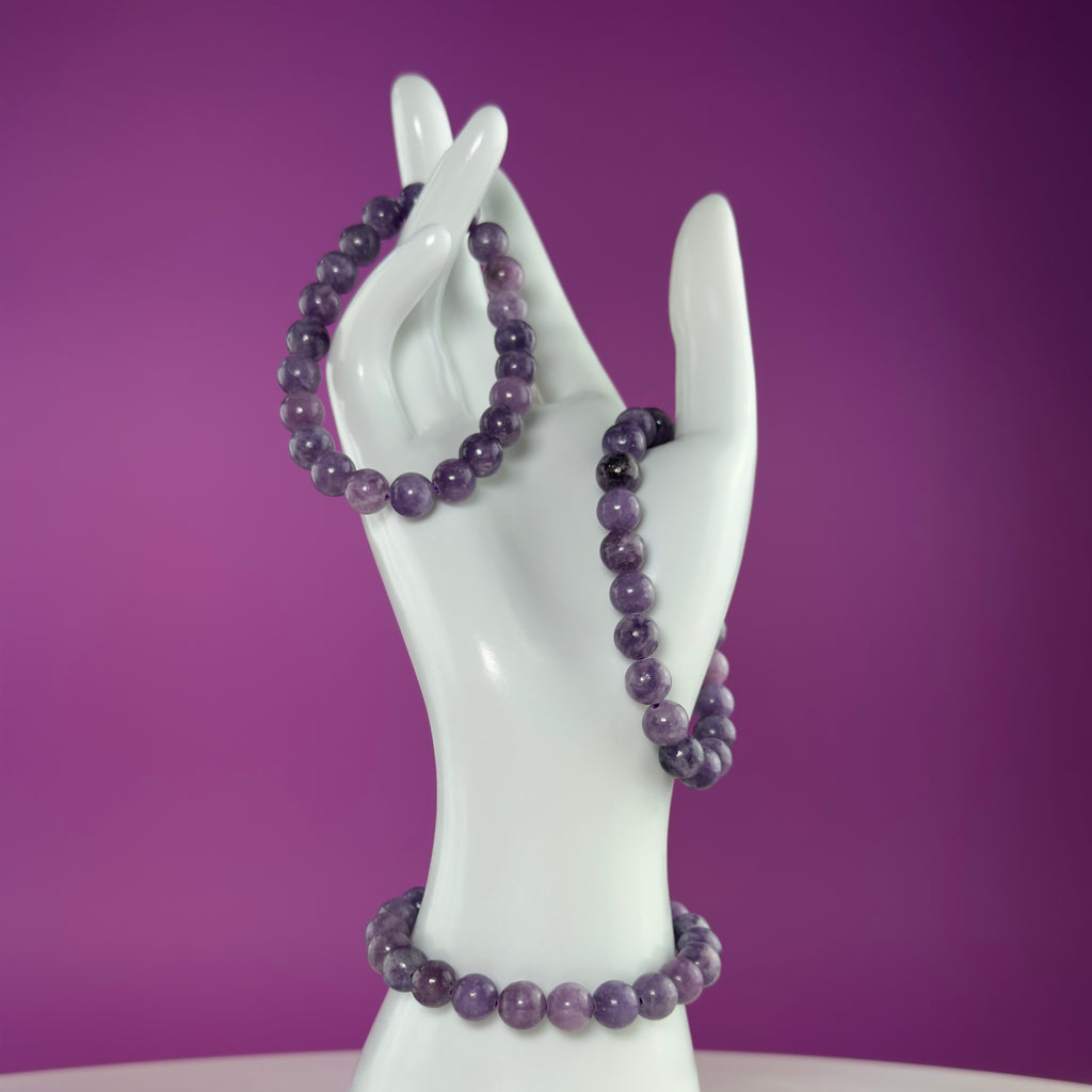 Lepidolite Bracelet 8mm | Natural Purple Crystal Bracelet | 6.5 Inch Wrist