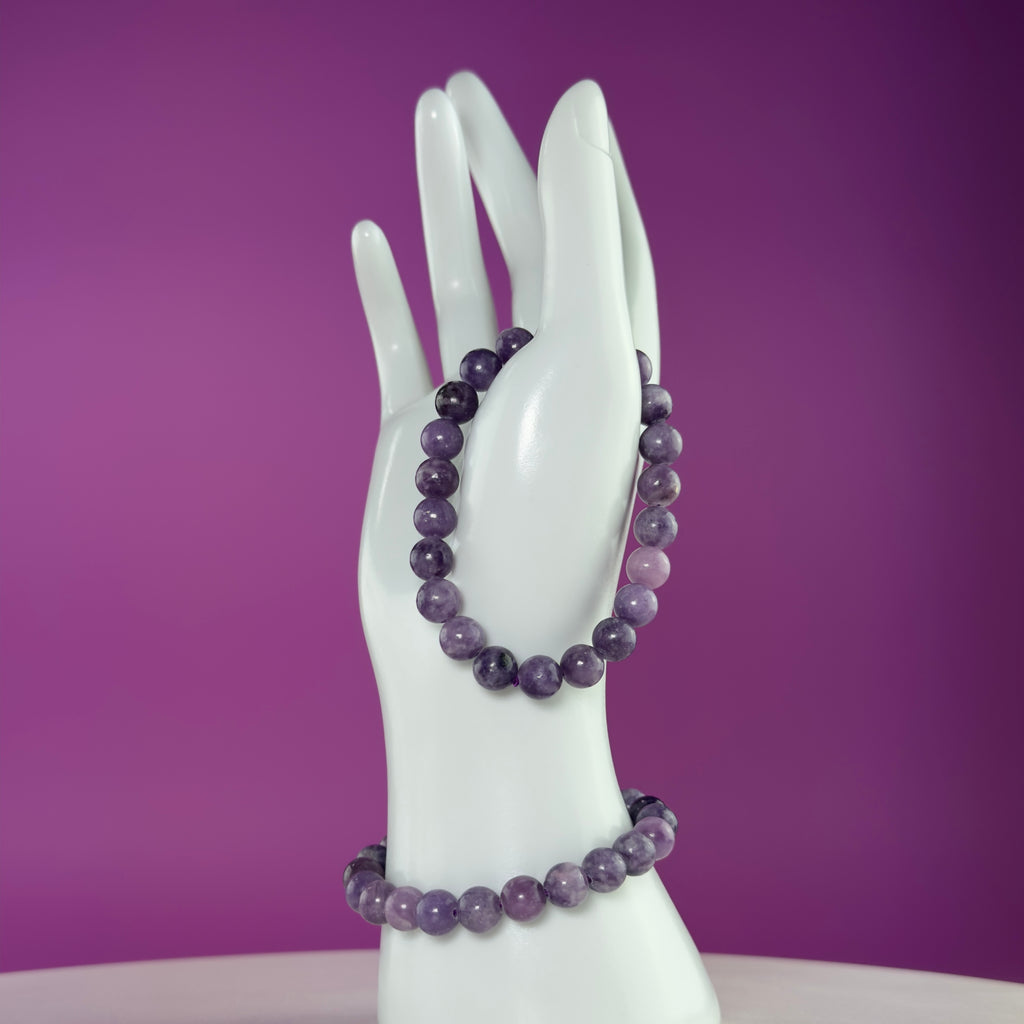 Lepidolite Bracelet 8mm | Natural Purple Crystal Bracelet | 6.5 Inch Wrist