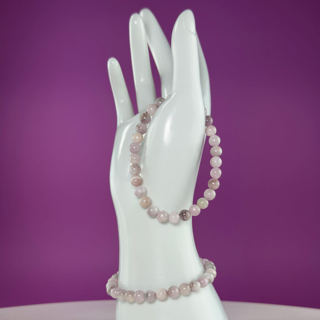 Kunzite Bracelet 6mm Natural Pink Gemstone Stretch Bracelet