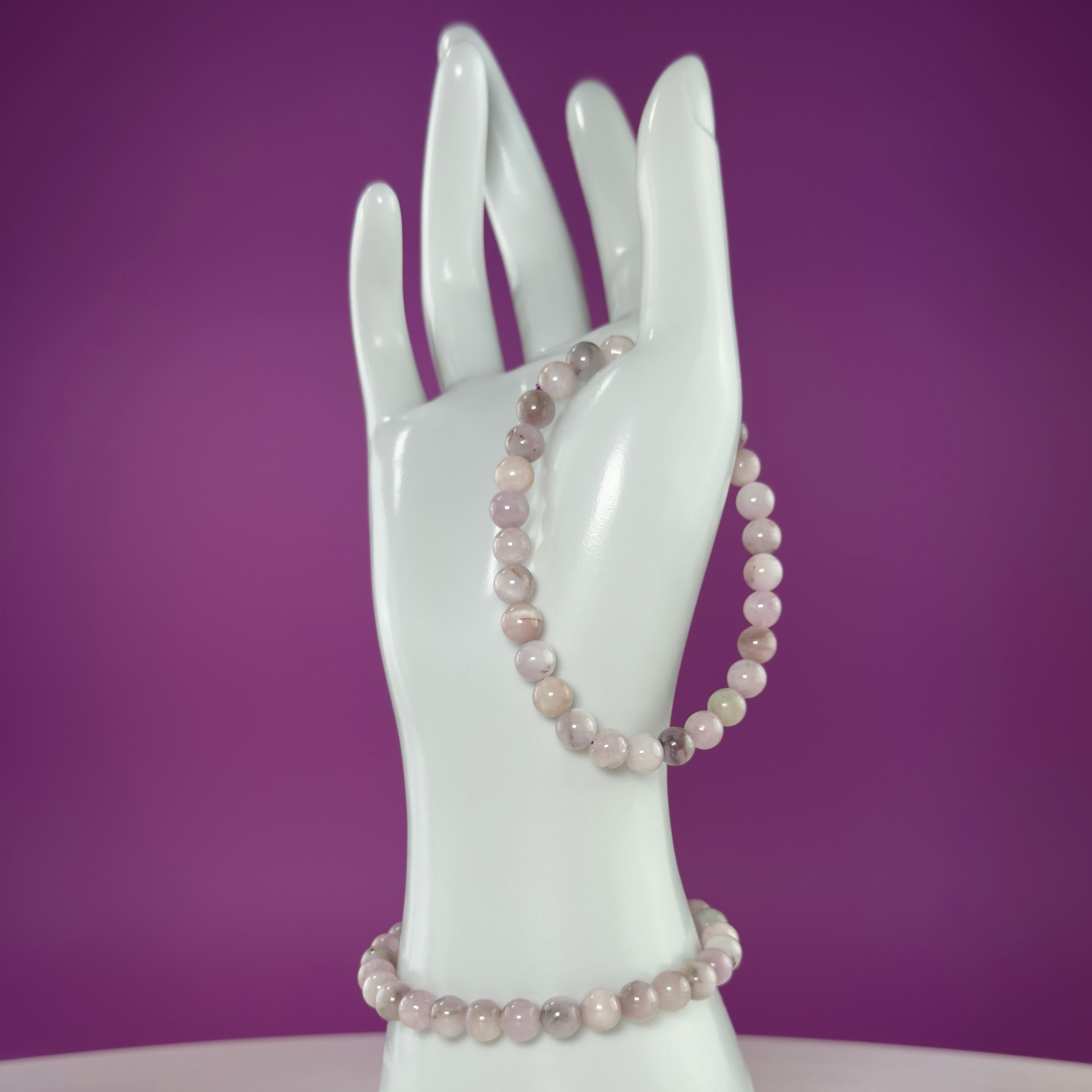 Kunzite Bracelet 6mm Natural Pink Gemstone Stretch Bracelet
