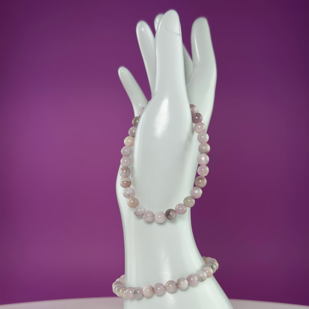Kunzite Bracelet 6mm Natural Pink Gemstone Stretch Bracelet