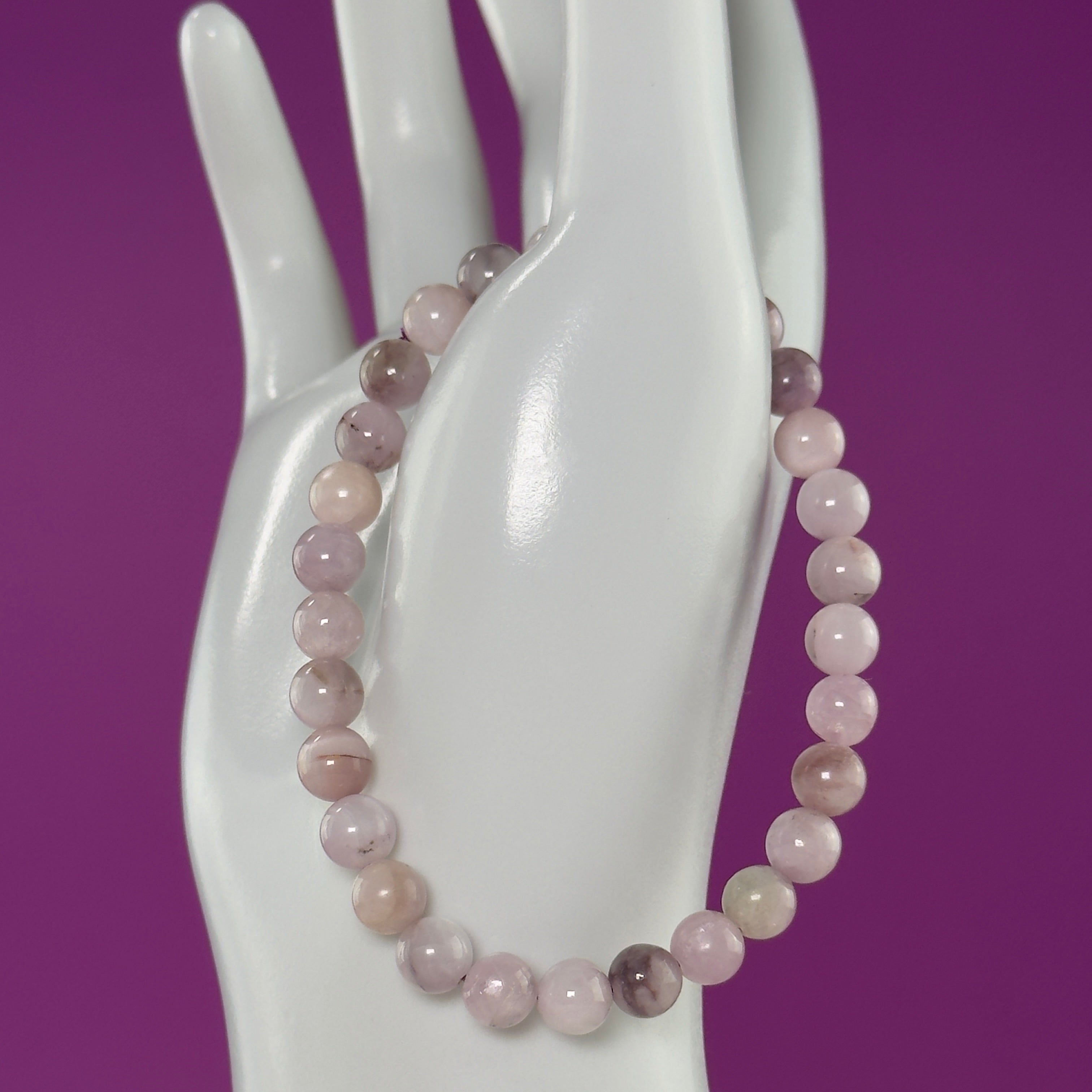 Kunzite Bracelet 6mm Natural Pink Gemstone Stretch Bracelet