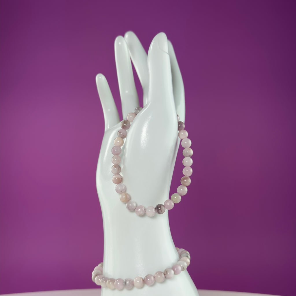 Kunzite Bracelet 6mm Natural Pink Gemstone Stretch Bracelet