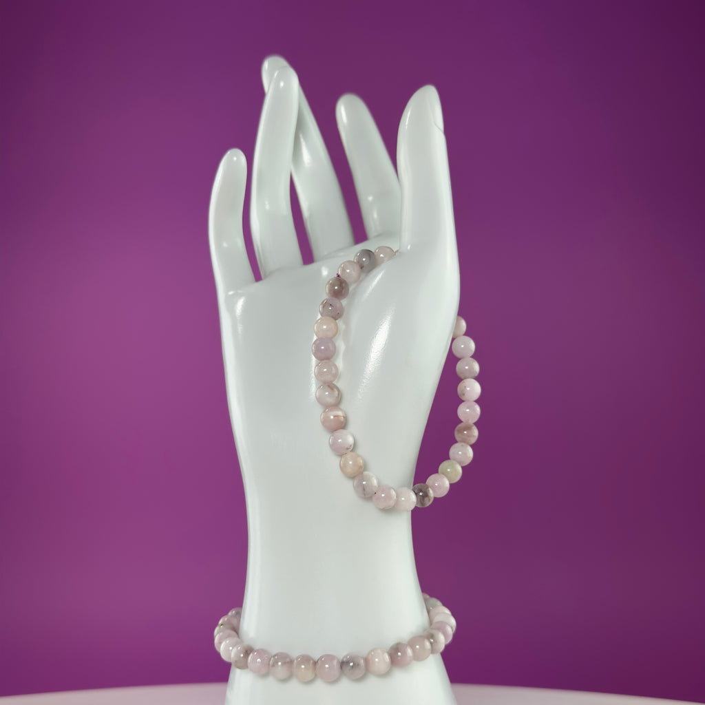 Kunzite Bracelet 6mm Natural Pink Gemstone Stretch Bracelet