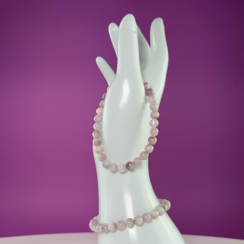Kunzite Bracelet 6mm Natural Pink Gemstone Stretch Bracelet